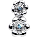 16G 1/4 Aqua Gem Steel Double Flower Tragus Cartilage Earring