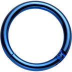 16G 5/16 Blue Anodized Titanium Hinged Segment Ring