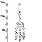 Clear CZ Stainless Steel Dreamcatcher Dangle Belly Ring