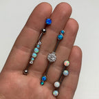 316L Stainless Steel White Synthetic Opal Nipple Barbell Set