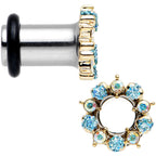 2G Aurora and Aqua Gem Heart Wreath Single Flare Tunnel Plug Set