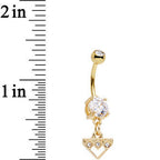 Clear Gem Gold Plated Steel Triangular Shield Dangle Belly Ring