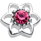 16G 7mm Pink Gem Petaled Flower Cartilage Earring