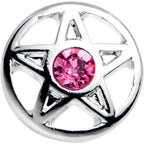 16G 5/16 Pink Gem Pentacle Star Cartilage Earring