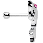 16G 1/4 Pink Gem Dolphin Left Cartilage Earring