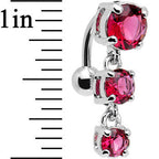 Pink Gem Trio Top Mount Dangle Belly Ring