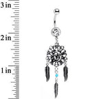 Clear Gem Sun and Moon Feather Celestial Daydream Dangle Belly Ring