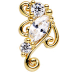 16G 1/4 Clear CZ Gold Anodized Swirl Left Cartilage Earring