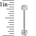 14G 9/16 Aurora Ferido White Ball Ends Nipple Barbell Set