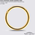 16G 3/8 Gold Tone Anodized Hinged Segment Ring
