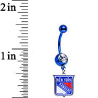 Licensed Clear Gem Blue Anodized NHL New York Rangers Belly Ring