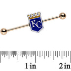 Licensed MLB Gold Anodized Kansas City Royals Industrial Barbell 38mm