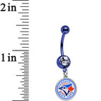 Licensed MLB Clear Gem Blue Anodized Toronto Blue Jays Belly Ring