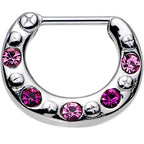 16G 5/16 Pink and Dark Pink Gem Septum Clicker