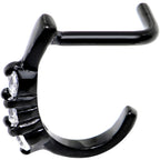 18G Clear Gem Black PVD Faux Hoop L Shaped Nose Ring