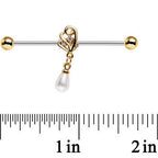 14G White Orb Winged Wonder Dangle Industrial Barbell 38mm