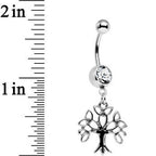 Clear Gem Celtic Knot Triquetra Tree of Life Dangle Belly Ring