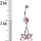 Pink Gem Live in the Light Lotus Flower Dangle Belly Ring