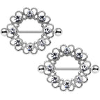14G 1 1/16 Clear Gem Always Angelic Halo Heart Nipple Shield Set