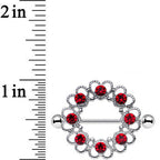 14G 1 1/16 Red Gem Daring Little Devil Halo Heart Nipple Shield Set