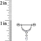 14G 3/4 Clear Gem Steel Drip Drop Dangle Nipple Ring Set