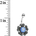 Blue Faux Opal Forget Me Never Flower Belly Ring