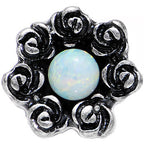 16G 1/4 White Synthetic Opal Rose Flower Tragus Cartilage Earring