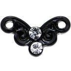 16G 1/4 Clear Gem Black Steel Swirly Butterfly Cartilage Earring