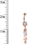 Clear Gem Rose Gold Anodized Lots of Love Dangle Belly Ring