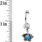Faux Turquoise Clear Gem Delicate Style Dangle Belly Ring