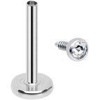 18G 5/16 Clear 2mm CZ Internally Threaded Labret Monroe Tragus