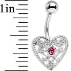 Pink Gem Heavy Heart Belly Ring