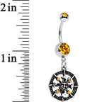 Orange Gem Moonspun Moon Sun and Stars Dangle Belly Ring