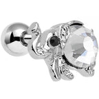 16G 1/4 Clear Gem Steel Glam Elephant Tragus Cartilage Earring