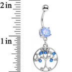 Light Blue Faux Opal Terra Firma Tree of Life Dangle Belly Ring