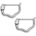 14G 9/16 Stainless Steel Slithering Snake Nipple Clicker Set