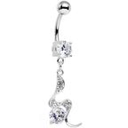 Clear Gem Coiled Wave Bling Dangle Belly Ring