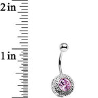 Pink Gem Cute as a Button Lattice Frame Belly Ring