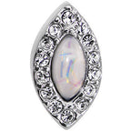 16G 1/4 White Faux Opal Clear CZ Marquis Cartilage Earring