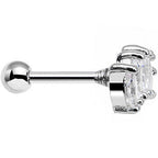 18G 1/4 Clear Cubic Zirconia Elegant Crown Cartilage Earring