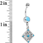 Faux Turquoise Treasured Emblem Dangle Belly Ring