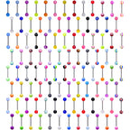 UV Acrylic Ball Steel Barbell Tongue Ring Set of 100