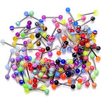 UV Acrylic Ball Steel Barbell Tongue Ring Set of 100
