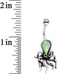 Light Green Faux Opal Thoughtful Octopus Belly Ring