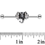 14G Pink Faux Opal Elegant Elephant Head Industrial Barbell 36mm