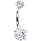 Clear Gem Dynamic Duo Super Star Internally Threaded Belly Ring