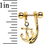 3/8 Gold Plated Toss Your Anchor Left Dangle Cartilage Earring