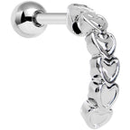 16G 1/4 Stainless Steel Falling Hearts Tragus Cartilage Earring
