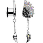 1/2 Aurora Black Gem Arial Angel Wings Dangle Plug Set
