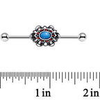 14G Faux Turquoise Fancy Western Brooch Industrial Barbell 38mm